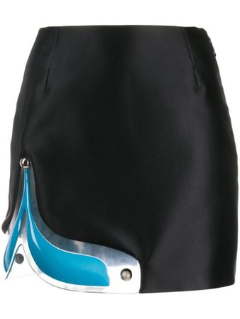 Christopher Kane Gel Detail Mini Skirt SS20SK1282HEAVYSATINBLACK Black | Farfetch