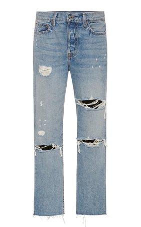 Karolina Rigid Distressed High-Rise Slim-Leg Jeans by GRLFRND Denim | Moda Operandi