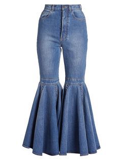 Alaia Crinoline Cotton-Blend Bell-Bottom Jeans