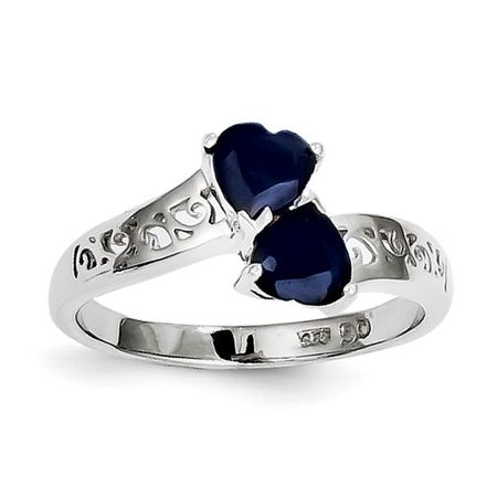 Primal Silver Sterling Silver Rhodium Dark Sapphire Heart Ring - Walmart.com