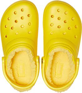 Amazon.com | Crocs unisex adult Classic Lined | Warm and Fuzzy Slippers Clog, White/Grey, 6 Women 4 Men US | Mules & Clogs
