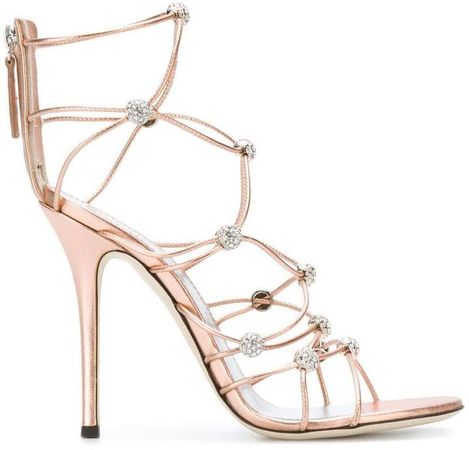 strappy crystal beaded heeled sandals