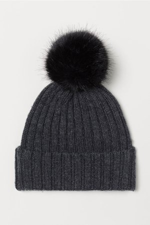 Rib-knit Hat - Dark gray melange - Ladies | H&M US