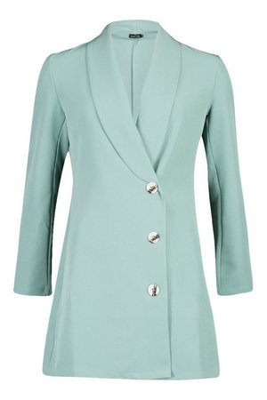 Woven Button Front Blazer Dress mint
