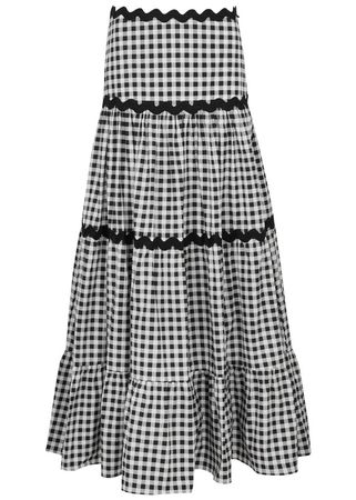LESLIE AMON Love checked cotton maxi skirt | Harvey Nichols