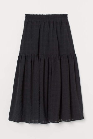 Textured-weave Skirt - Black