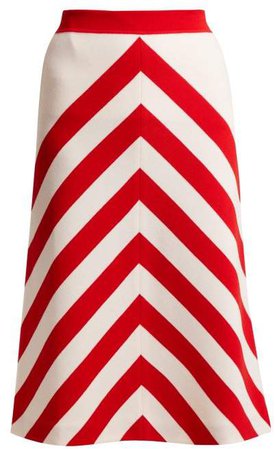 Striped Wool Skirt - Womens - White Multi