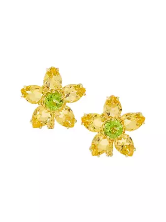 Shop Dolce&Gabbana 18K Yellow Gold, Citrine & Peridot Flower Earrings | Saks Fifth Avenue