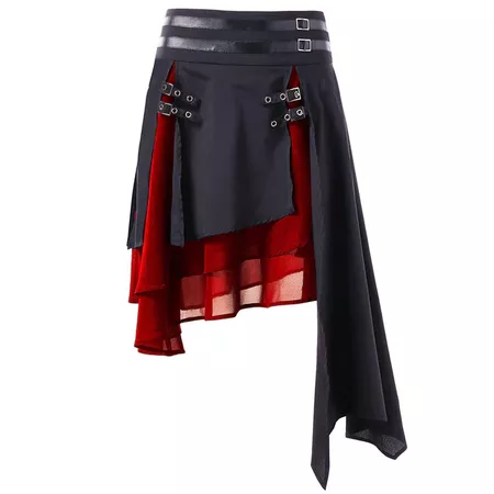 Wipalo Faux Leather Chiffon Women Skirts High Waist Contrast Asymmetrical Female Skirt Folk Layer Buckle Fashion Gothic Skirts-in Skirts from Women's Clothing on Aliexpress.com | Alibaba Group