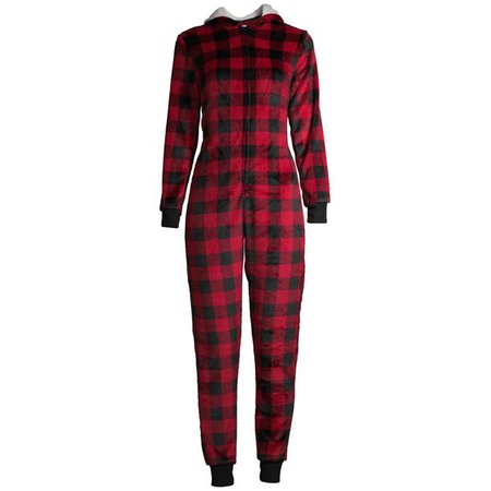 Jolly Jammies - Matching Family Christmas Pajamas Women's and Women's Plus Buffalo Plaid Union Suit - Walmart.com - Walmart.com red