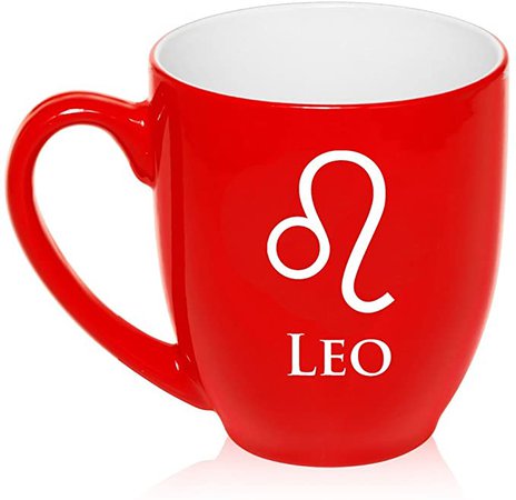 Amazon.com: 16 oz Large Bistro Mug Ceramic Coffee Tea Glass Cup Horoscope Zodiac Birth Sign Leo (Red): Kitchen & Dining