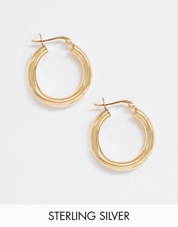 ASOS DESIGN sterling silver with gold plate tube hoop earrings in 25mm | ASOS