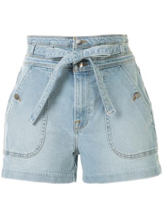 FRAME belted high-waisted denim shorts