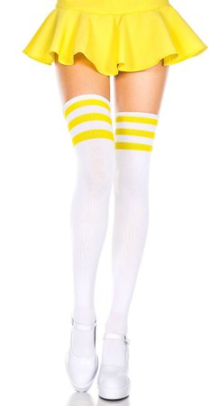 yellow thigh high athletic socks
