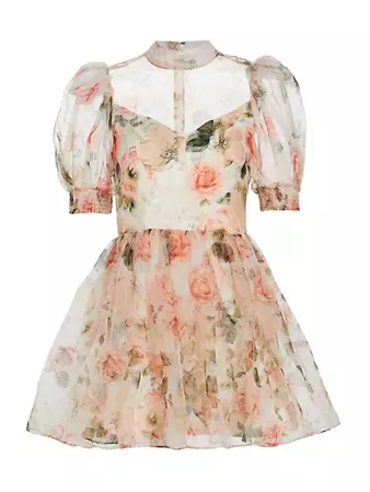 Shop Alice + Olivia Vernita Puff-Sleeve Minidress | Saks Fifth Avenue