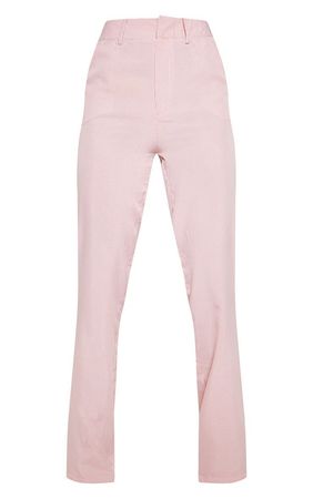 Dusty Pink Check Contrast Satin Flare Leg Trouser | PrettyLittleThing