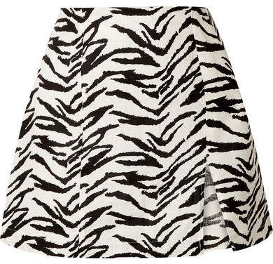Cady Zebra-print Linen Mini Skirt - Ecru