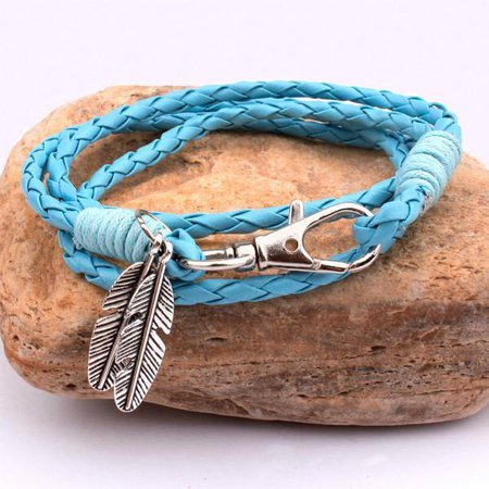 Feather Charm Multiwrap Leather Bracelet - Project Yourself