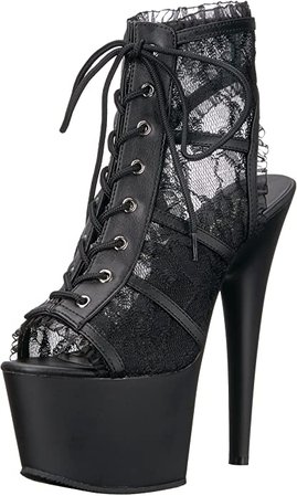(Black Lace) Pleaser Women's Ado796lc/Bm/m Ankle Bootie | Shoes