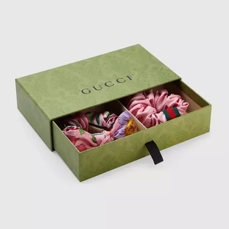 Scrunchie-Set aus Seide mit GG in rosa | GUCCI® DE