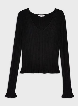 PETITE Black V-Neck Knitted Jumper | Miss Selfridge