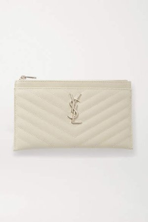 Monogramme Quilted Textured-leather Pouch - Off-white