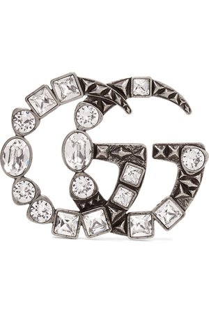 Gucci | Silver-tone crystal brooch | NET-A-PORTER.COM