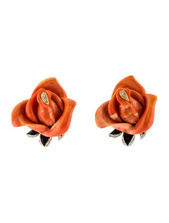 Kenneth Jay Lane Embellished Rose Earrings - Earrings - WKE25382 | The RealReal