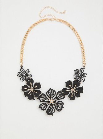Black Floral Statement Necklace | Torrid