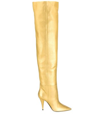 Saint Laurent Kiki Over The Knee Boots 58017106S00 Gold | Farfetch