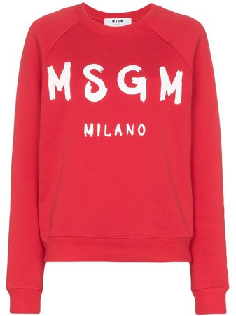 Red Msgm Logo Printed Sweatshirt | Farfetch.com