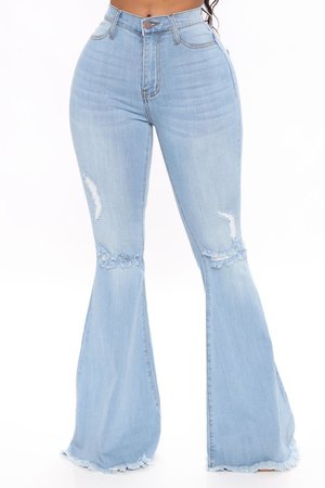 *clipped by @luci-her* Abigail Bell Bottom Jeans - Light Blue Wash - Jeans - Fashion Nova