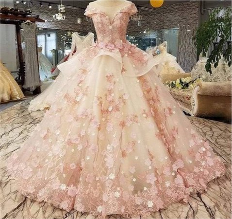 Princess Pink Lace Ball Gown