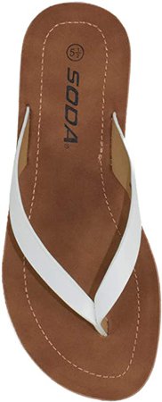 Amazon.com | Soda Shoes Women Flip Flops Basic Plain Slippers Thongs Sandals Strap Casual Beach Ella-S | Flip-Flops