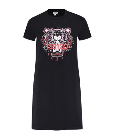 Kenzo Black Classic Tiger Head T-Shirt Dress