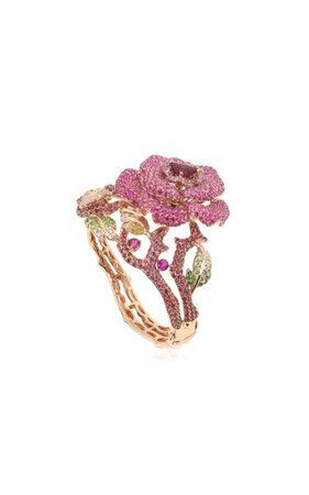 Flora 18k Rose Gold Multi-Stone Bangle By Wendy Yue | Moda Operandi