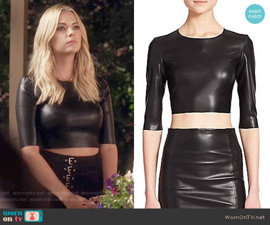 WornOnTV: Hanna’s leather crop top and buckled skirt on Pretty Little Liars | Ashley Benson | Clothes and Wardrobe from TV