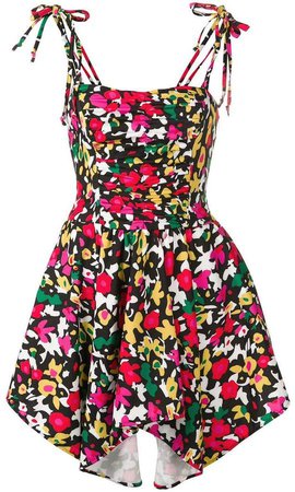floral ruched mini dress