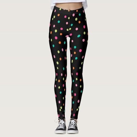 Colorful confetti sprinkles polka dot rainbow pop leggings | Zazzle