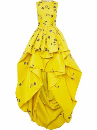 Oscar de la Renta floral-embellished draped high-low gown - FARFETCH