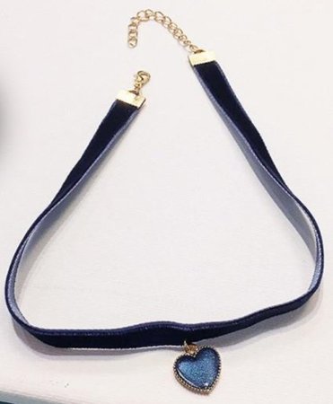 Blue Heart Pendant Choker Necklace