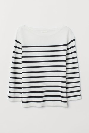 Fine-knit Sweater - White/dark blue striped - Ladies | H&M US