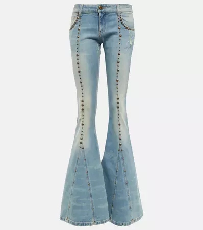 Blumarine - Embellished low-rise flared jeans | Mytheresa