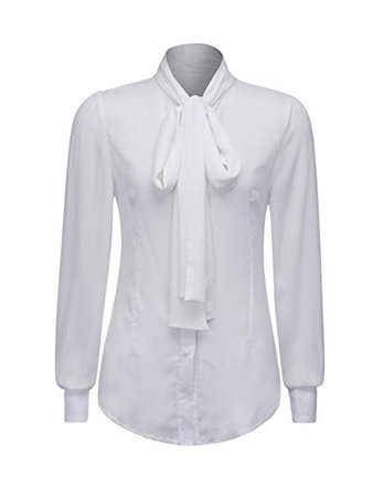 Choies Women's White Pussy Bow Tie Front Blouse Casual Top Shirt XL: Amazon.co.uk: Clothing