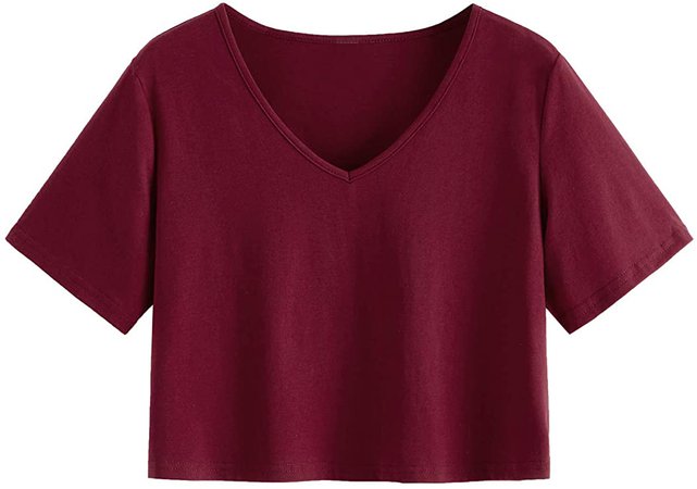 SweatyRocks Women's Casual Round Neck Short Sleeve Soild Basic Crop Top T-Shirt at Amazon Women’s Clothing store