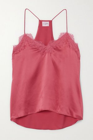 Pink The Racer lace-trimmed silk-charmeuse camisole | Cami NYC | NET-A-PORTER