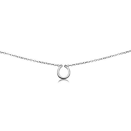 Sterling Silver Polished Horseshoe Lucky Charm Dainty Choker Necklace