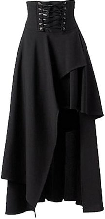 Sorrica Women's Victorian Lolita Skirt Steampunk Vintage Style Skirt (S, Black) at Amazon Women’s Clothing store