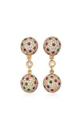 One Of A Kind Ruby, Emerald, Sapphire & Diamond Earrings By Eleuteri | Moda Operandi