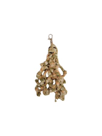 Peach Fuzz, green and beige knit octopus key ring